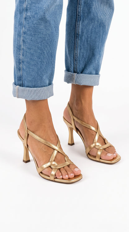Kasandra | Sandalias de tacón Golden Summer Charm