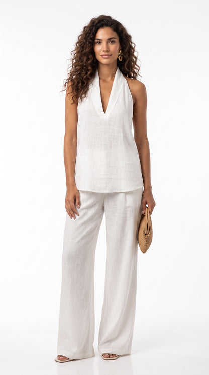 Ariadna | Conjunto sin Mangas con Pantalones de Pierna Ancha