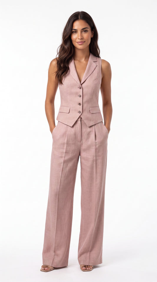 Estela | Conjunto de dos piezas con cuello en V y botones