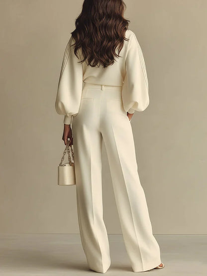 Conjunto a rayas con pantalón ancho