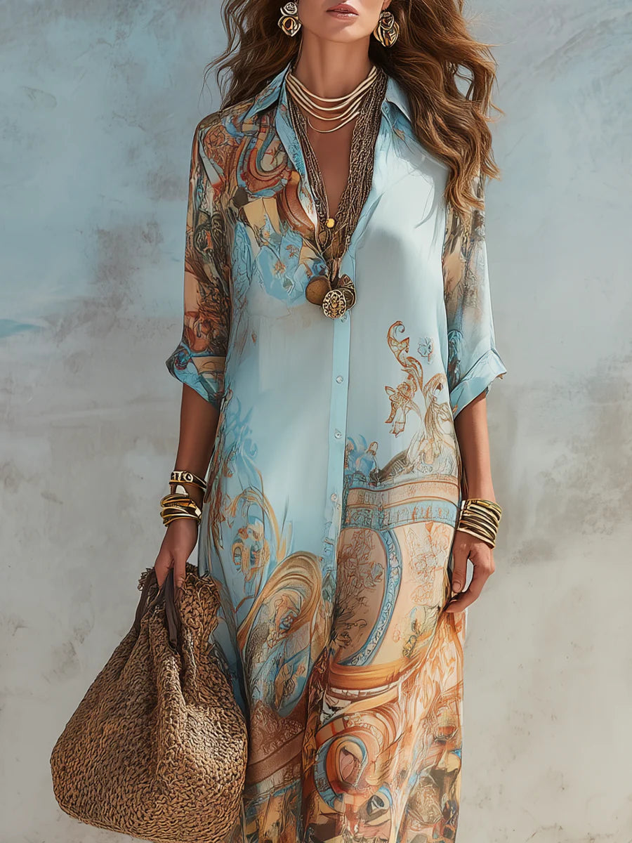 Alicia - Vestido camisa mediterráneo