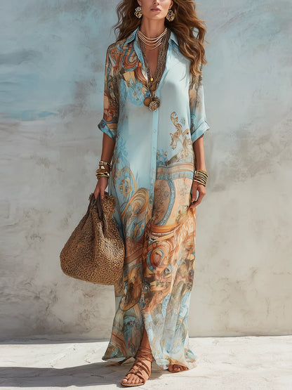 Alicia - Vestido camisa mediterráneo