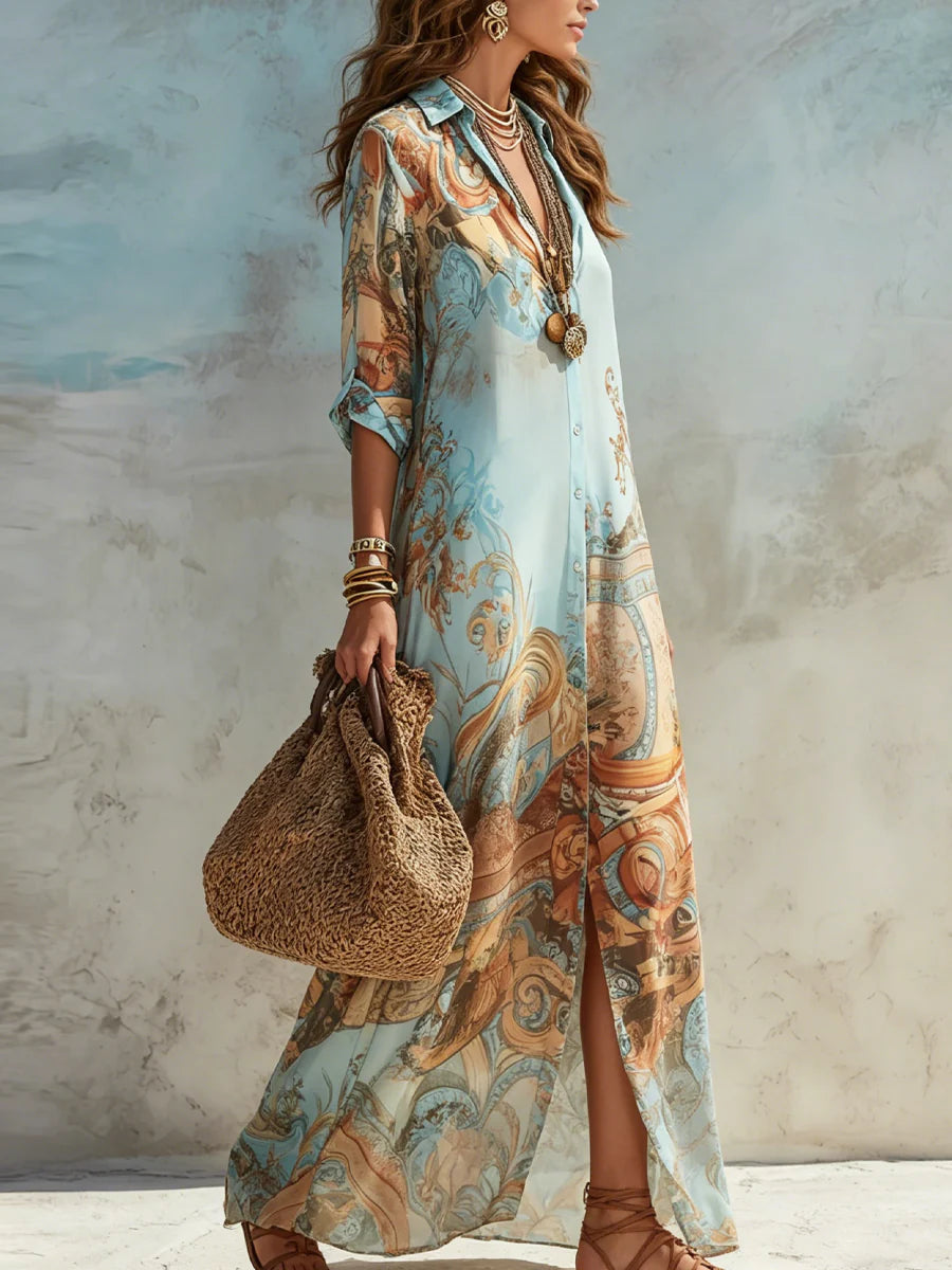 Alicia - Vestido camisa mediterráneo