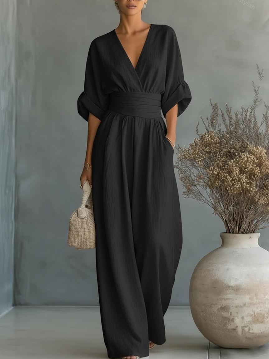 Belén | Mono Elegante con Cuello en V y Cintura Alta