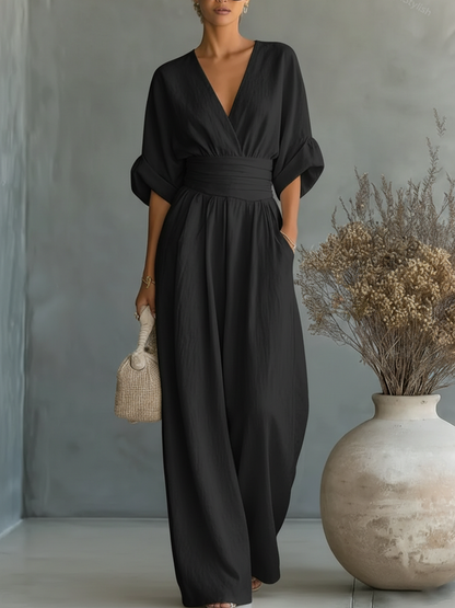 Belén | Mono Elegante con Cuello en V y Cintura Alta