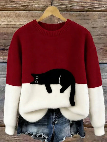 Manuela - Sudadera de mujer con patron de gato
