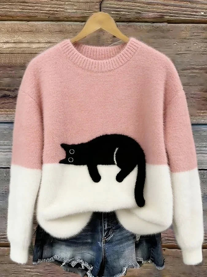 Manuela - Sudadera de mujer con patron de gato