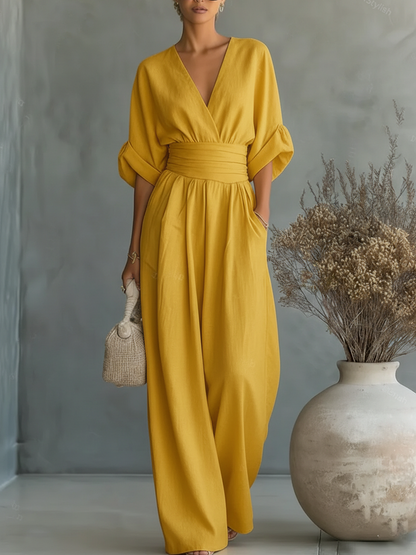 Belén | Mono Elegante con Cuello en V y Cintura Alta