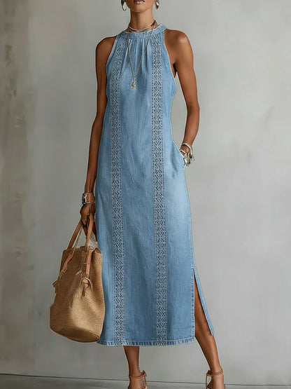 Claudia™ | Vestido de denim con encaje retro