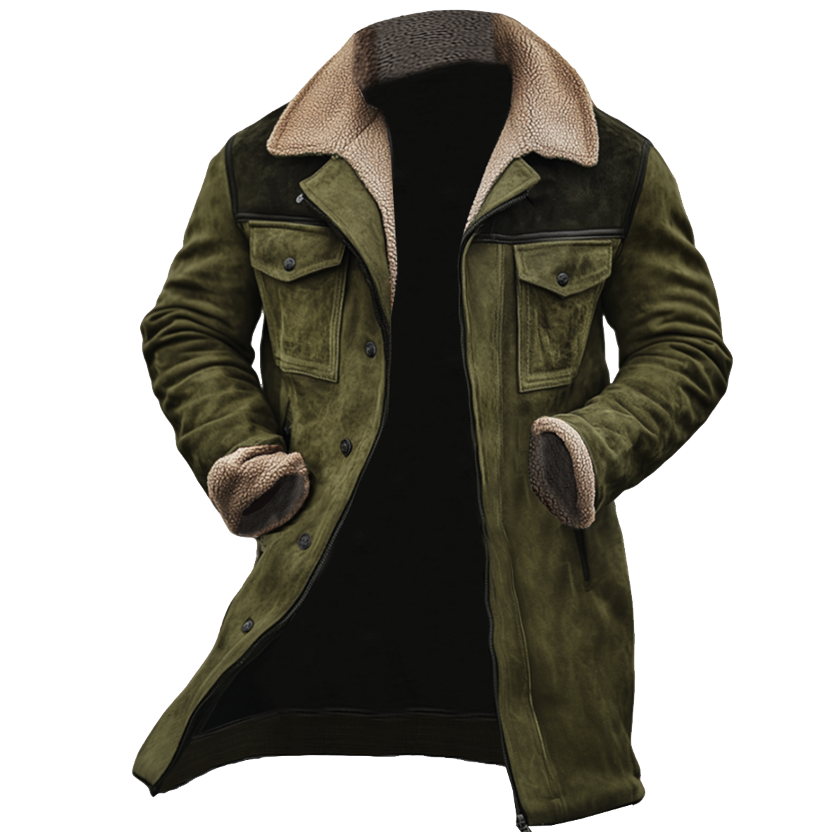 Fernando - Chaqueta vintage para hombre con cuello reversible y multiples bolsillos