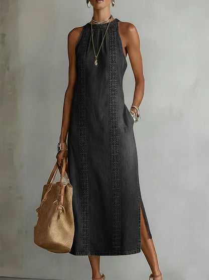 Claudia™ | Vestido de denim con encaje retro