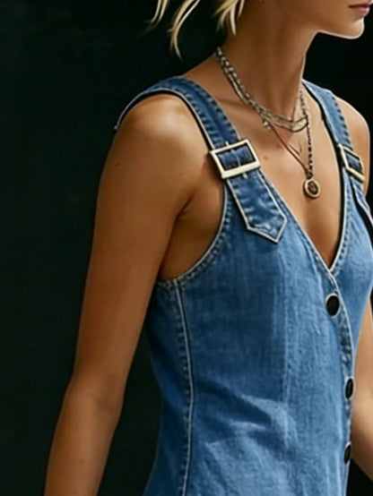 Valeria™ | Vestido largo de denim con botones