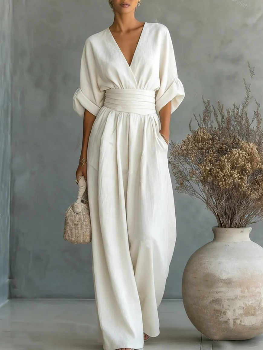 Belén | Mono Elegante con Cuello en V y Cintura Alta