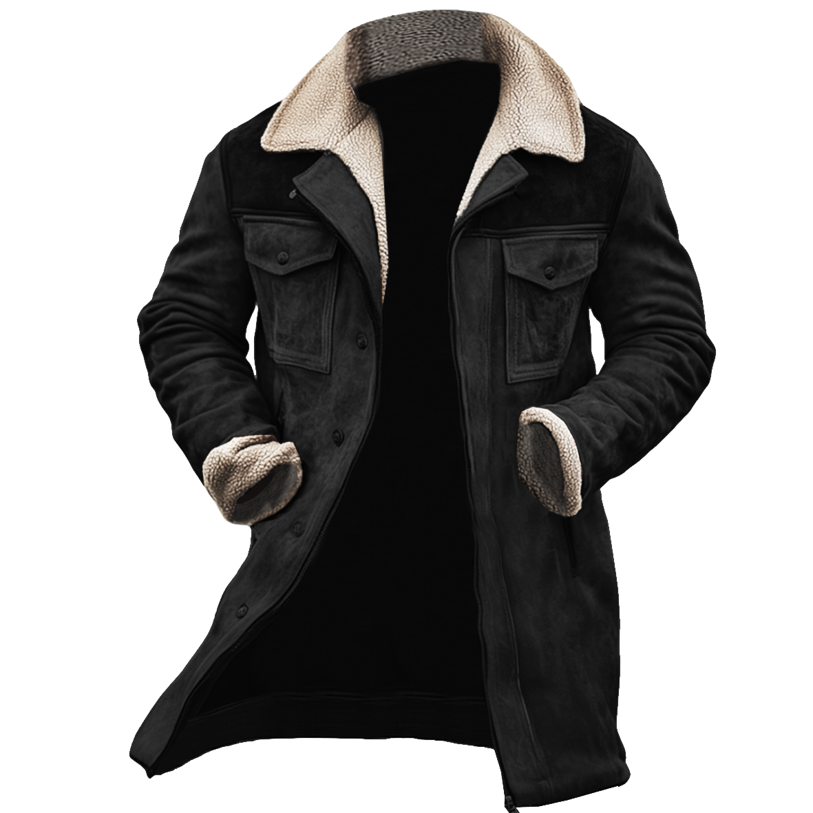 Fernando - Chaqueta vintage para hombre con cuello reversible y multiples bolsillos