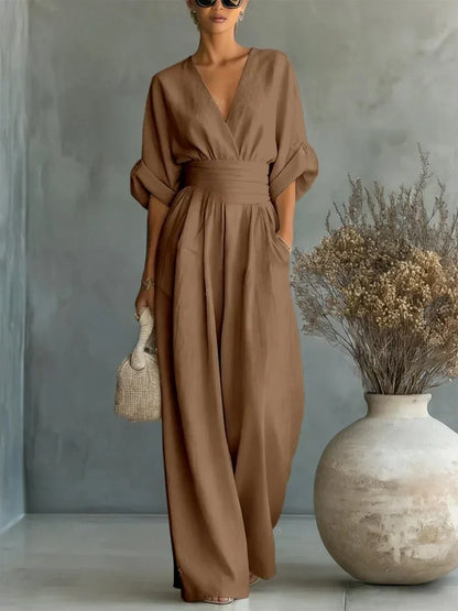 Belén | Mono Elegante con Cuello en V y Cintura Alta