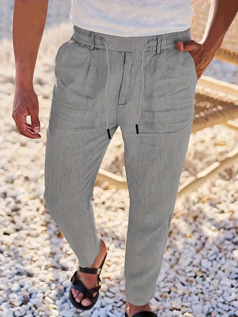 Nico - Pantalones anchos de lino con cordón
