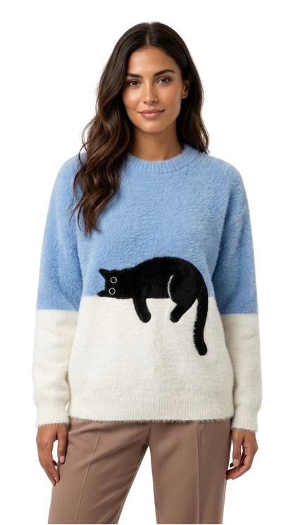 Manuela - Sudadera de mujer con patron de gato