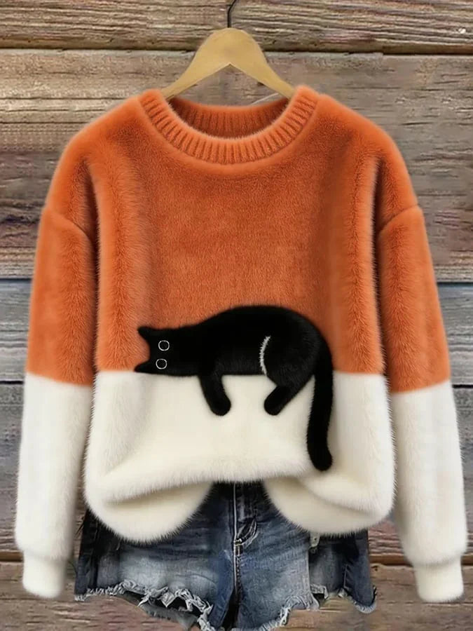 Manuela - Sudadera de mujer con patron de gato