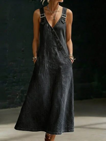 Valeria™ | Vestido largo de denim con botones