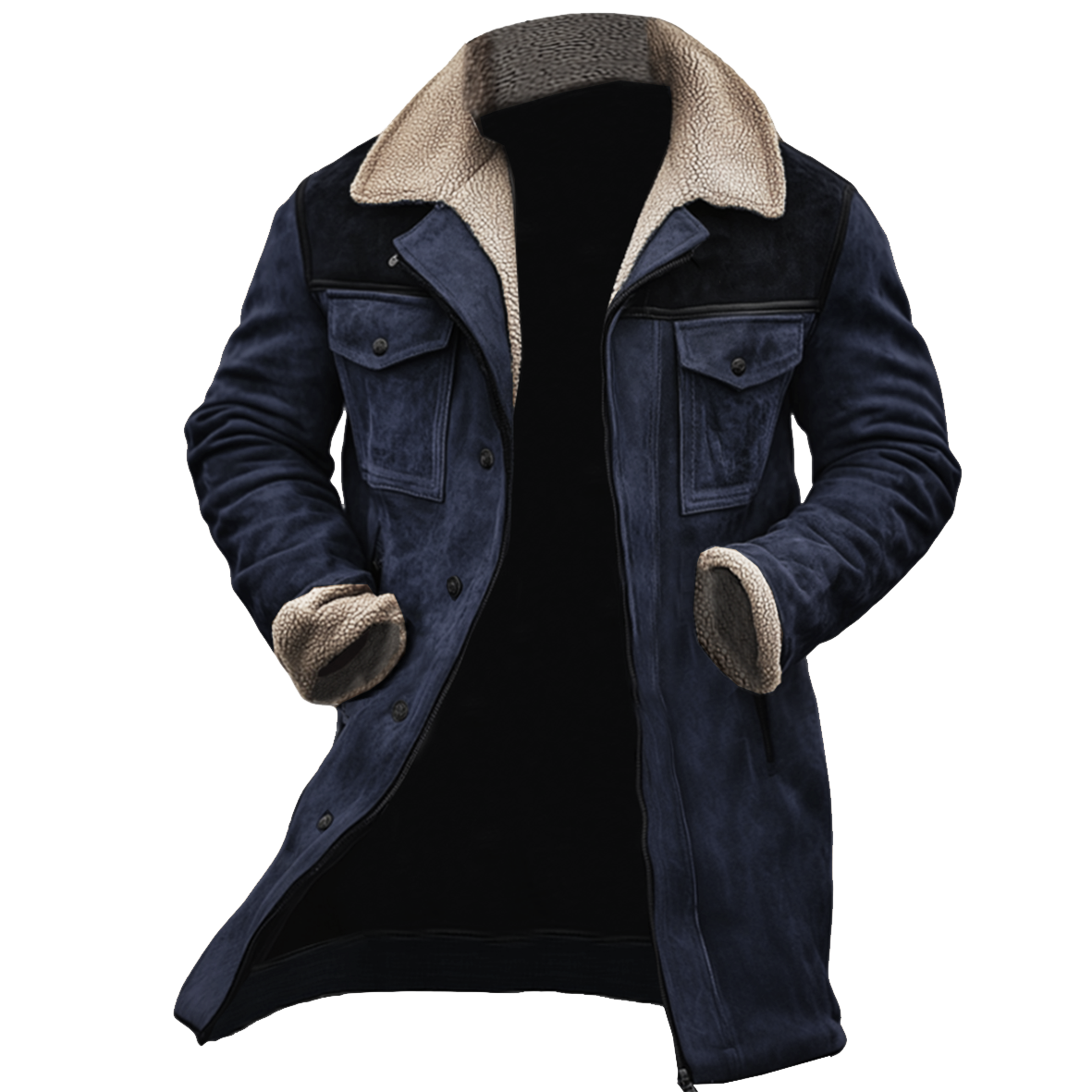 Fernando - Chaqueta vintage para hombre con cuello reversible y multiples bolsillos
