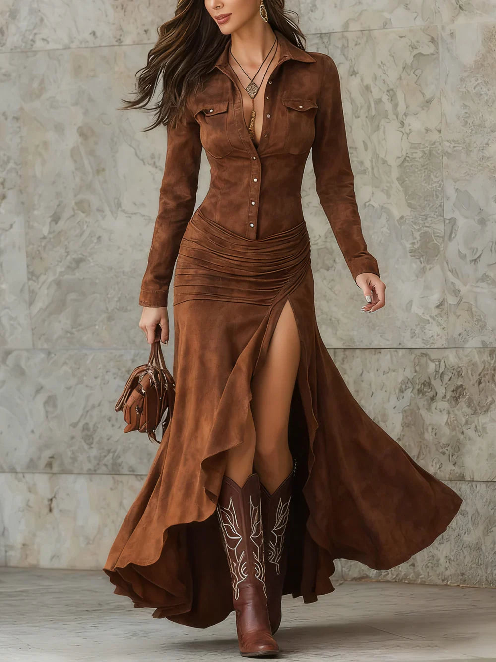 Ariadna - Vestido largo con volantes