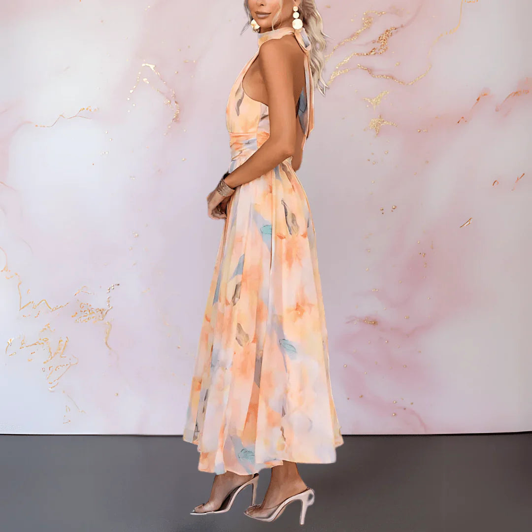 Esther - Vestido de cuello con estampado de acuarela