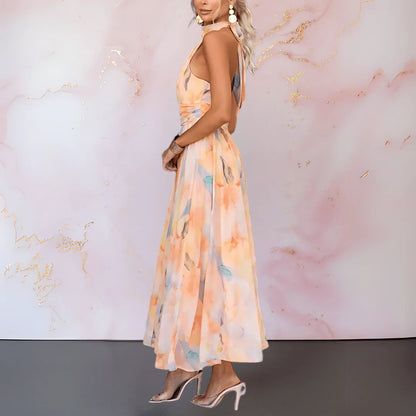 Esther - Vestido de cuello con estampado de acuarela