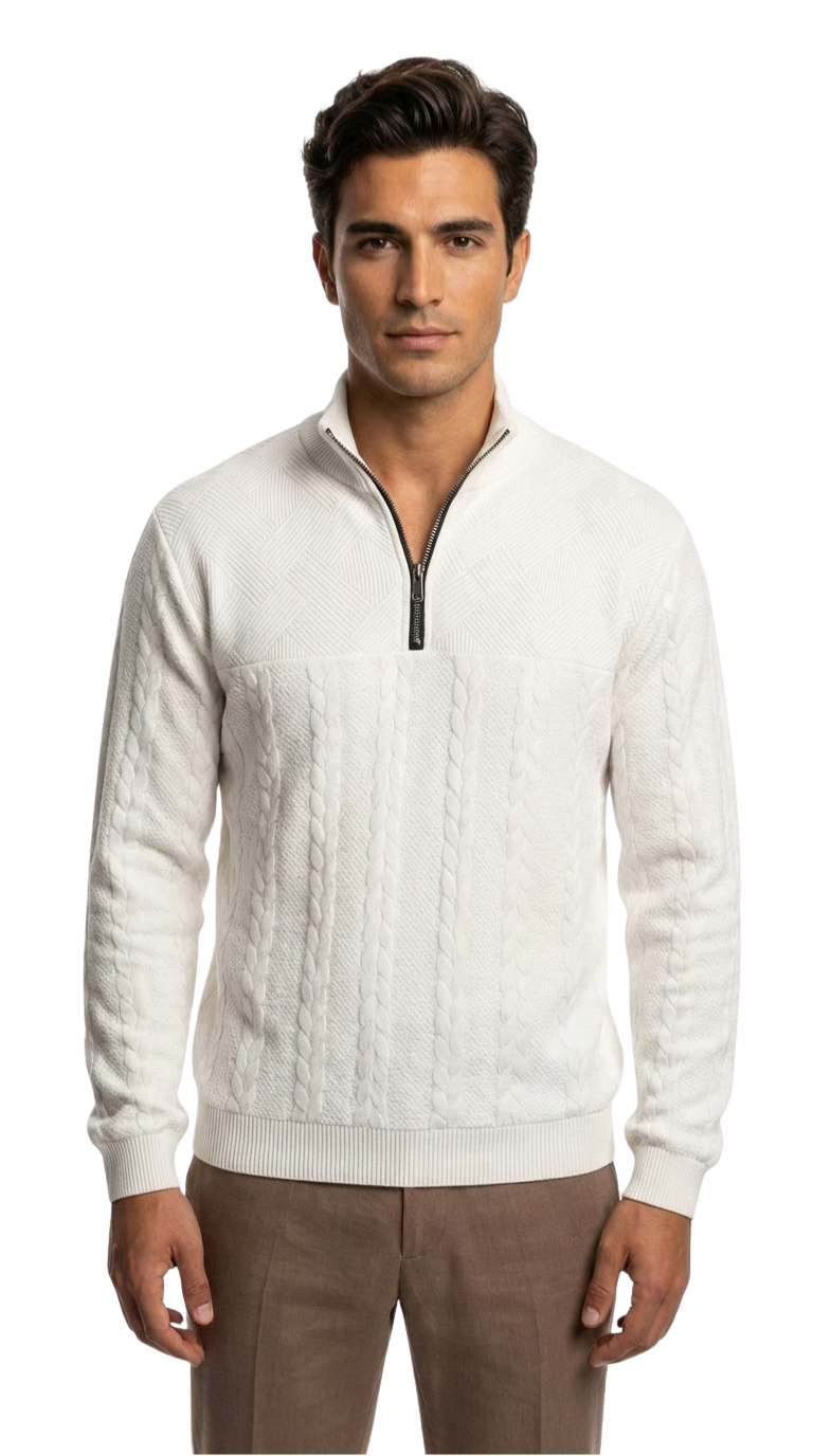 Andrés - Suéter vintage con cuello alto y cremallera