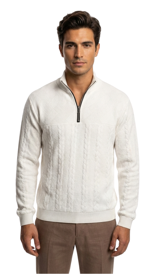 Andrés - Suéter vintage con cuello alto y cremallera
