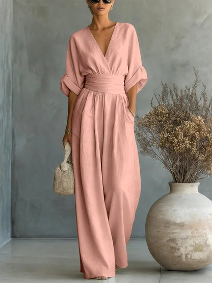 Belén | Mono Elegante con Cuello en V y Cintura Alta