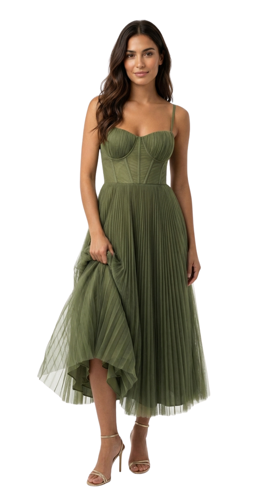 Vestido midi con corse