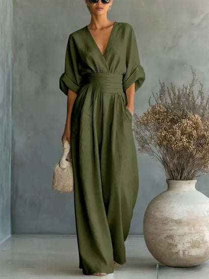 Belén | Mono Elegante con Cuello en V y Cintura Alta