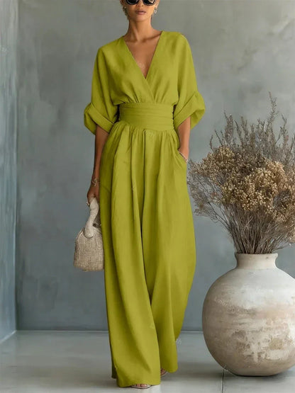 Belén | Mono Elegante con Cuello en V y Cintura Alta